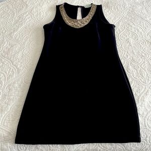 Black sheath cocktail dress with silver beading